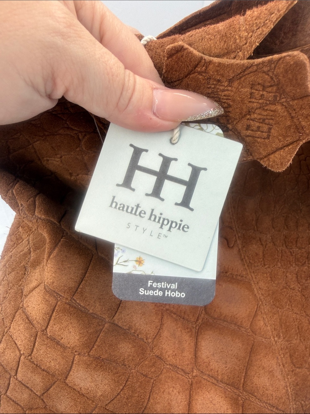 Haute Hippie Croc-Embossed Suede festival  Bag - Picture 7 of 12